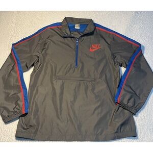 Vintage Nike Windbreaker Pullover Jacket Mens Large Gray Blue Red Front Pocket